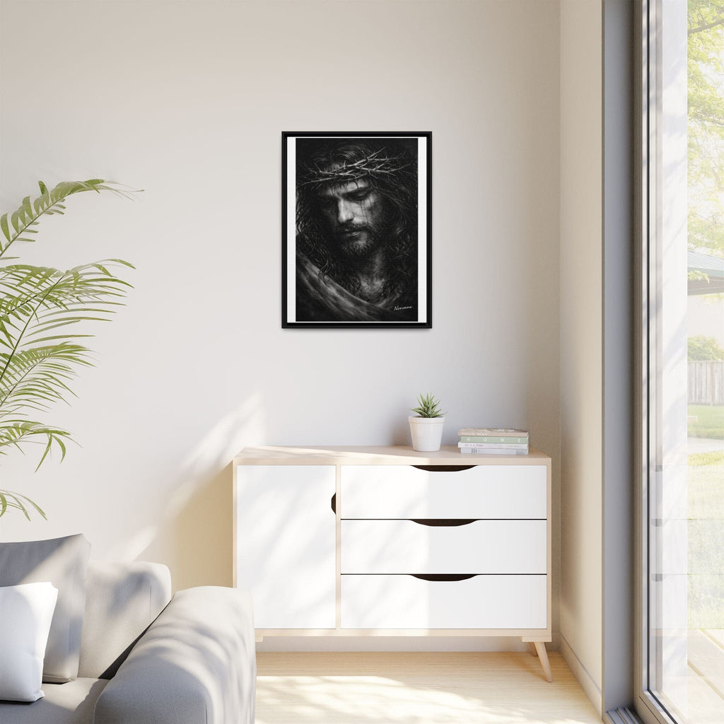 Norvane Crown of Sorrow Jesus Canvas Print – Black & White Christian Wall Art Canvas Printify 