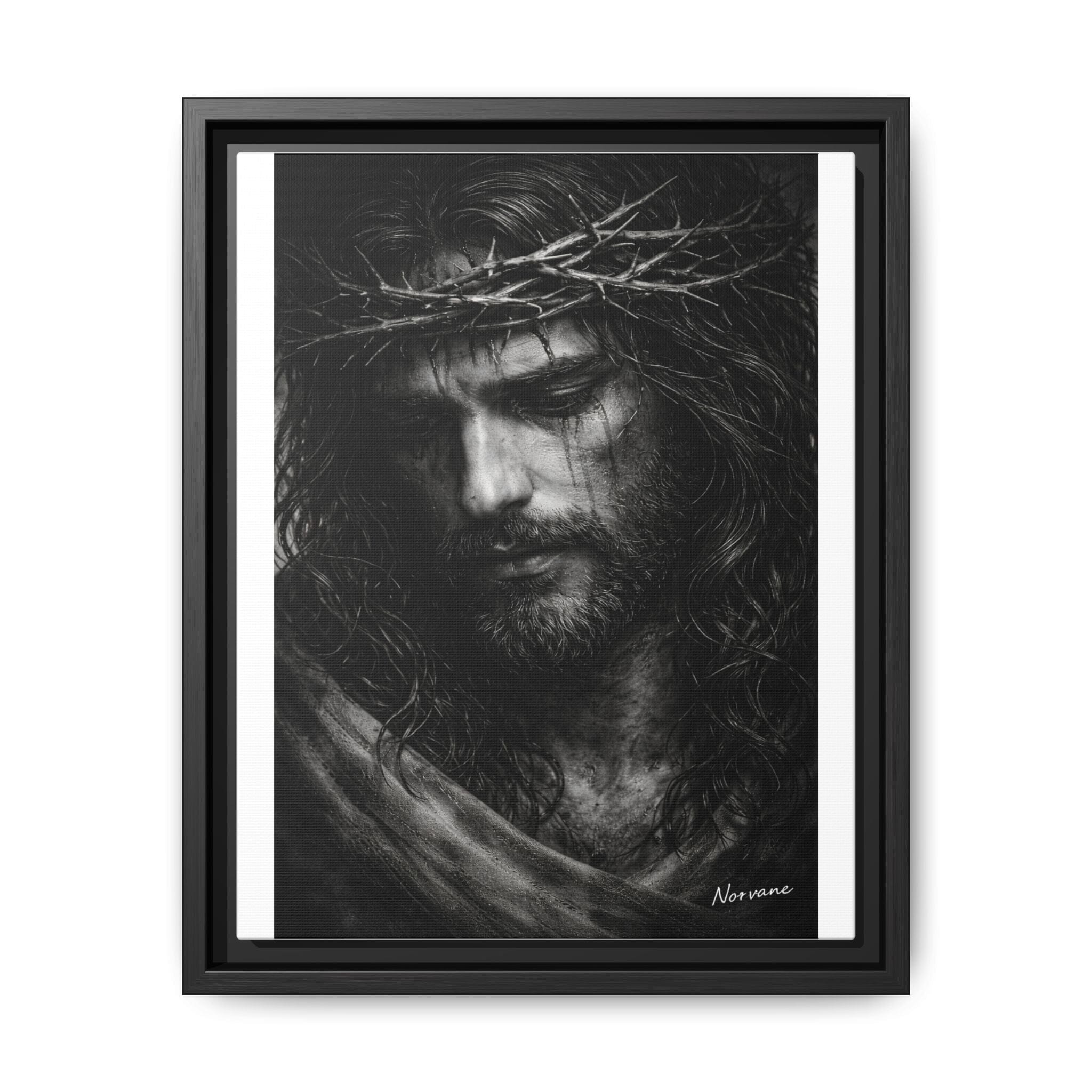Norvane Crown of Sorrow Jesus Canvas Print – Black & White Christian Wall Art Canvas Printify 11″ x 14″ (Vertical) 1.25" Black
