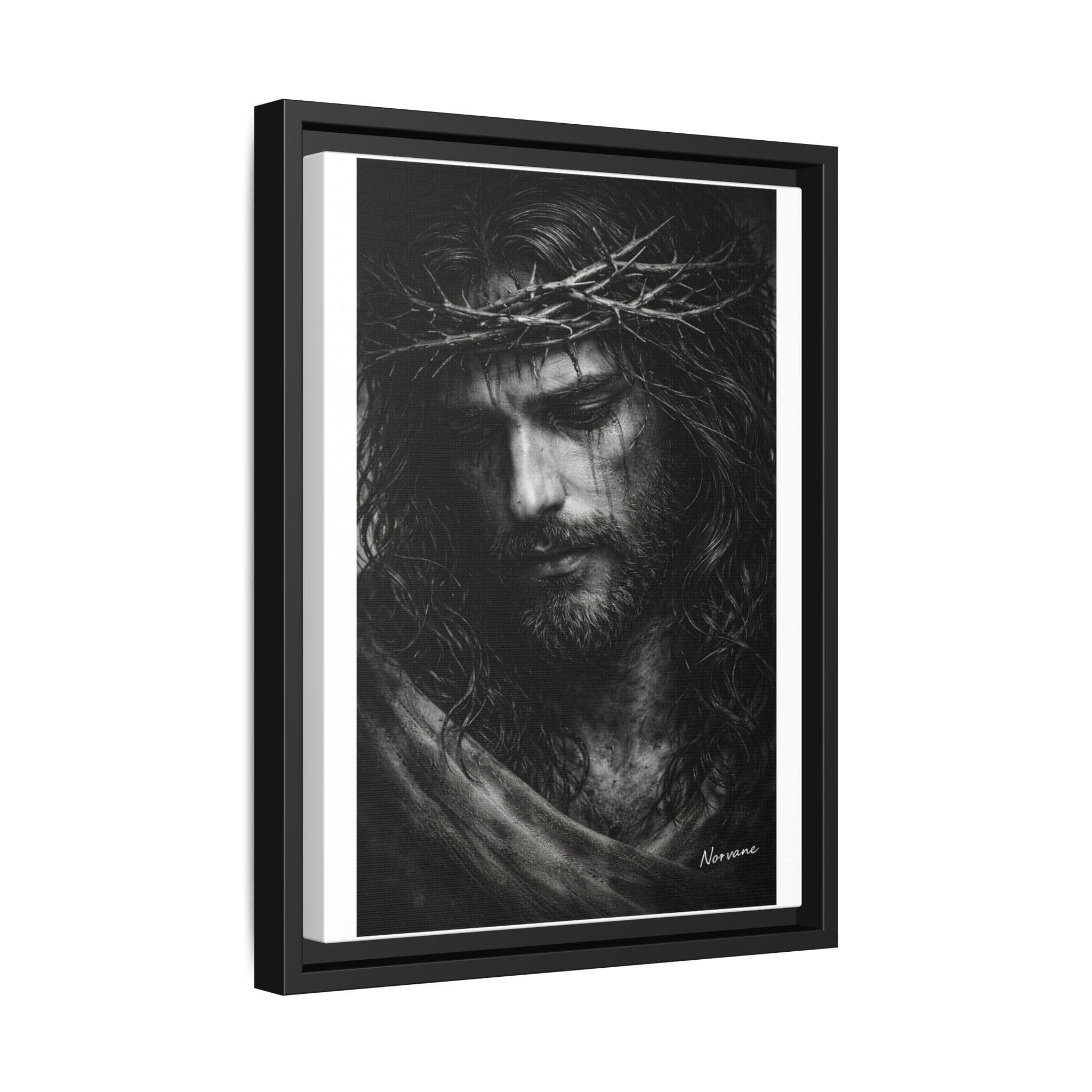 Norvane Crown of Sorrow Jesus Canvas Print – Black & White Christian Wall Art Canvas Printify 