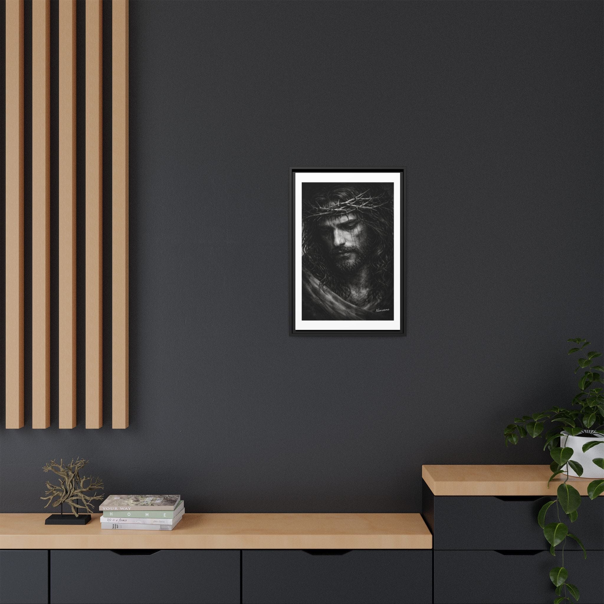 Norvane Crown of Sorrow Jesus Canvas Print – Black & White Christian Wall Art Canvas Printify 