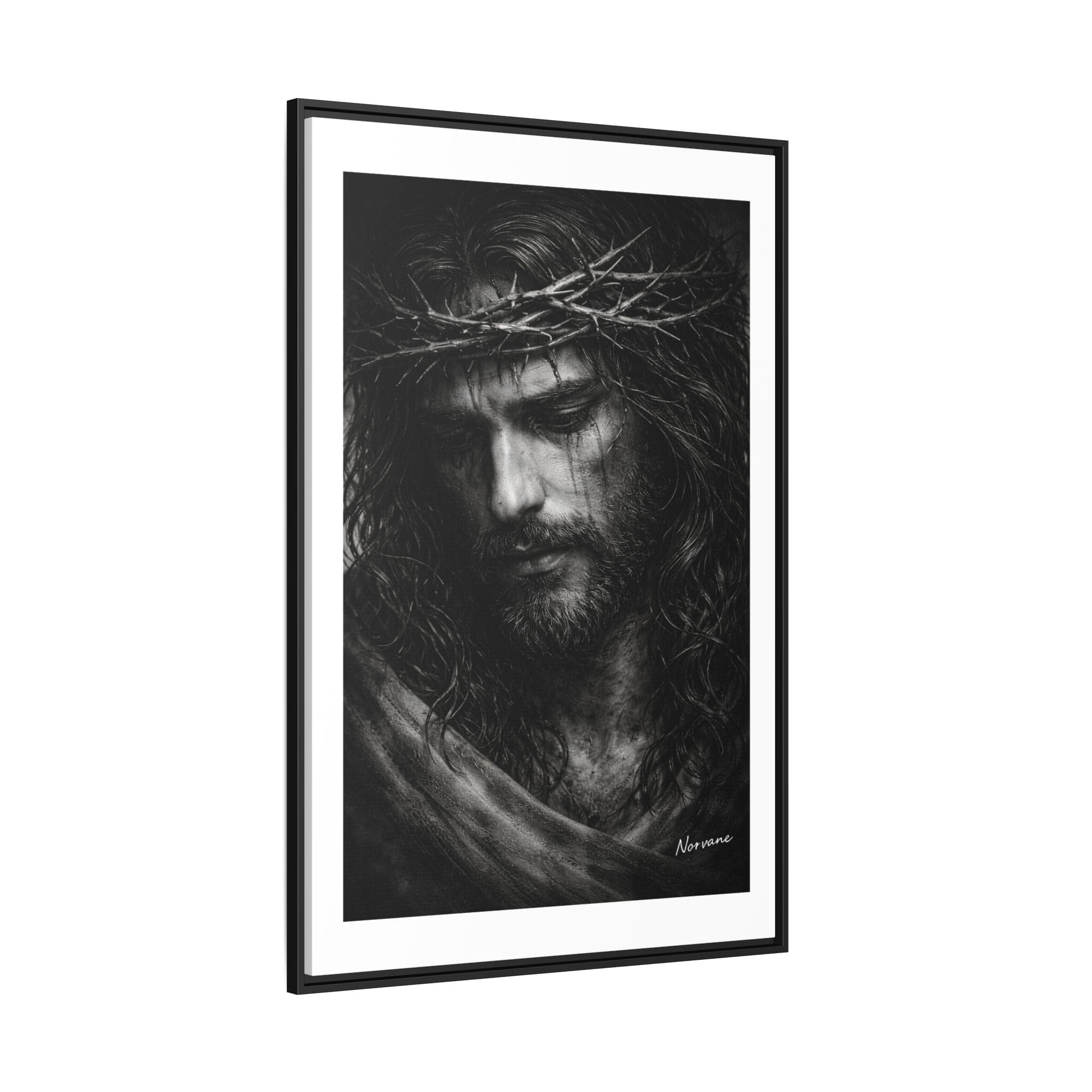 Norvane Crown of Sorrow Jesus Canvas Print – Black & White Christian Wall Art Canvas Printify 