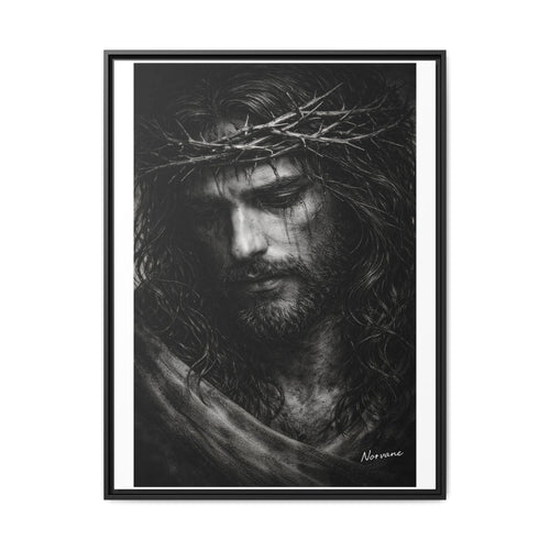Norvane Crown of Sorrow Jesus Canvas Print – Black & White Christian Wall Art Canvas Printify 30" x 40" (Vertical) 1.25" Black