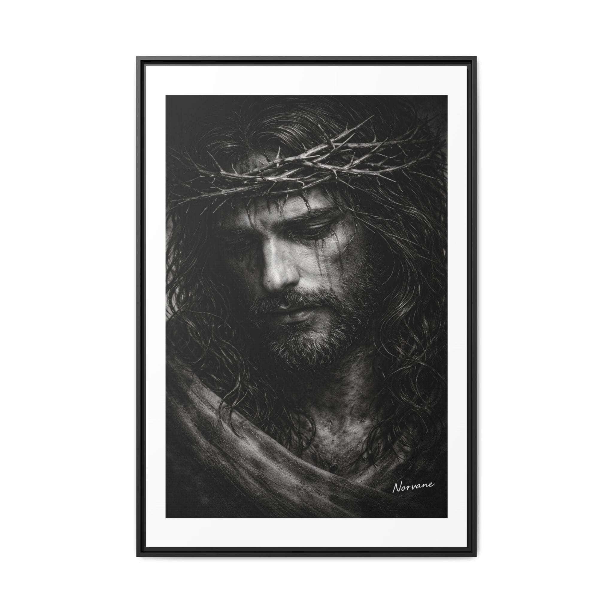 Norvane Crown of Sorrow Jesus Canvas Print – Black & White Christian Wall Art Canvas Printify 32″ x 48″ (Vertical) 1.25" Black