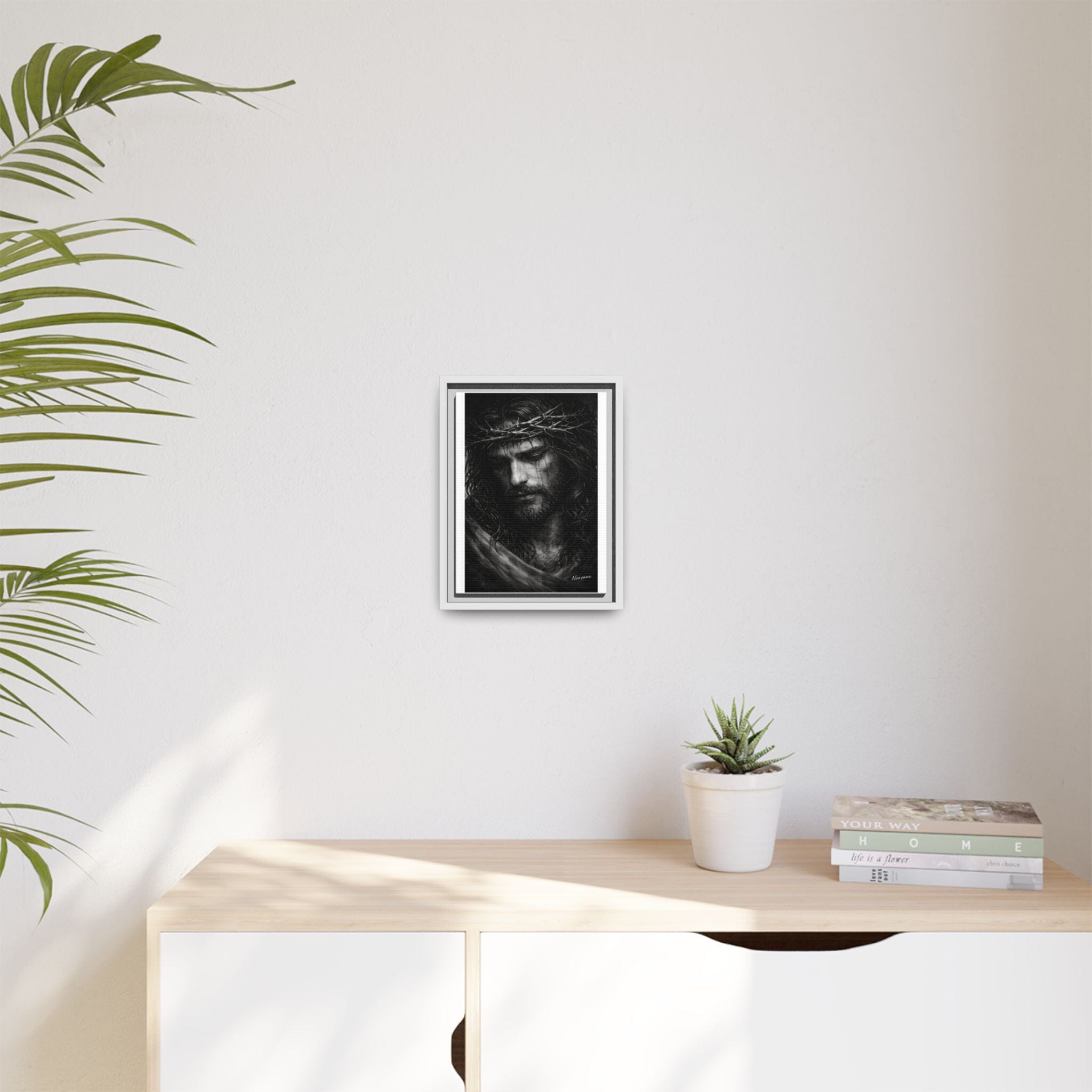 Norvane Crown of Sorrow Jesus Canvas Print – Black & White Christian Wall Art Canvas Printify 