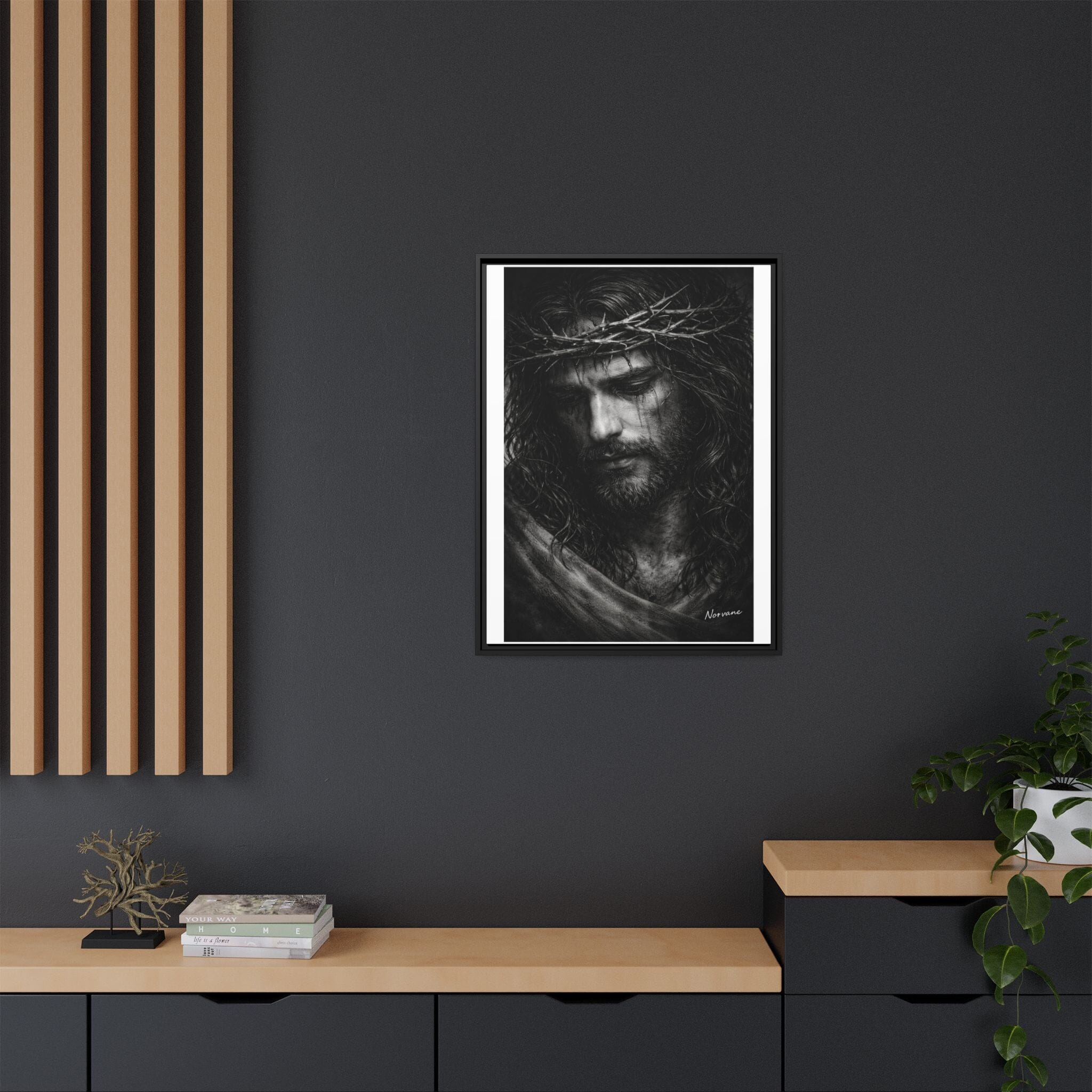 Norvane Crown of Sorrow Jesus Canvas Print – Black & White Christian Wall Art Canvas Printify 
