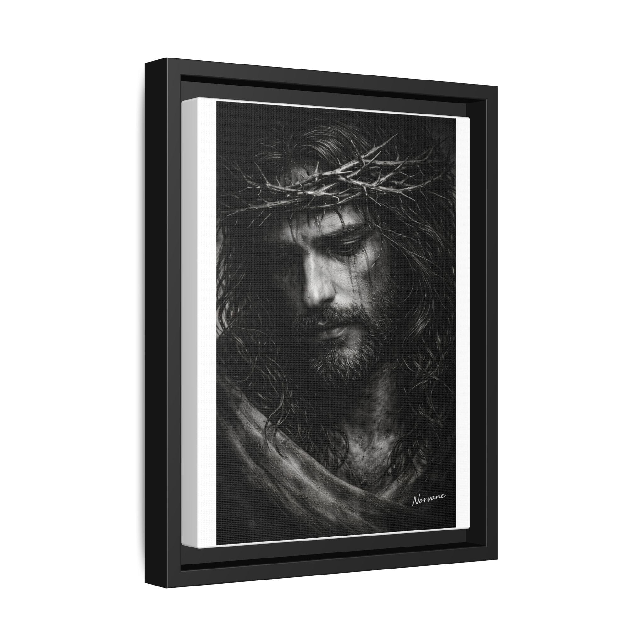 Norvane Crown of Sorrow Jesus Canvas Print – Black & White Christian Wall Art Canvas Printify 