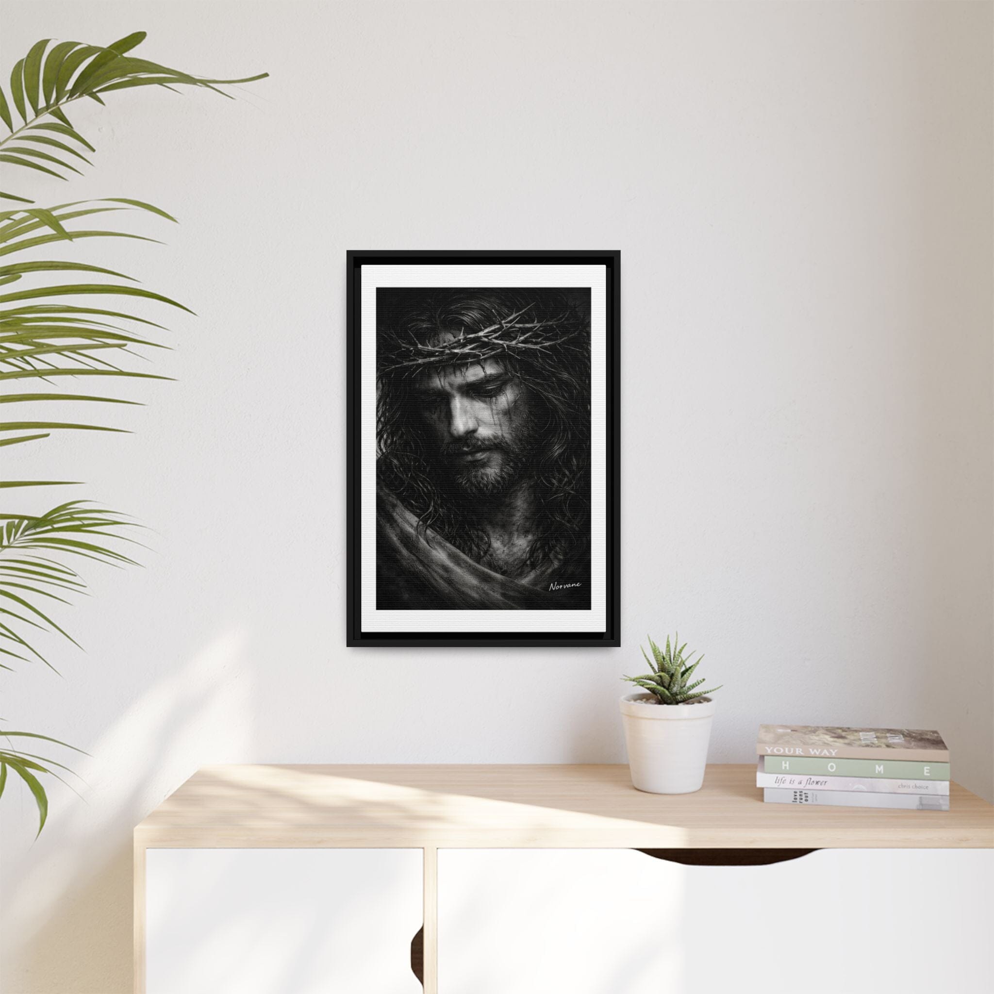 Norvane Crown of Sorrow Jesus Canvas Print – Black & White Christian Wall Art Canvas Printify 