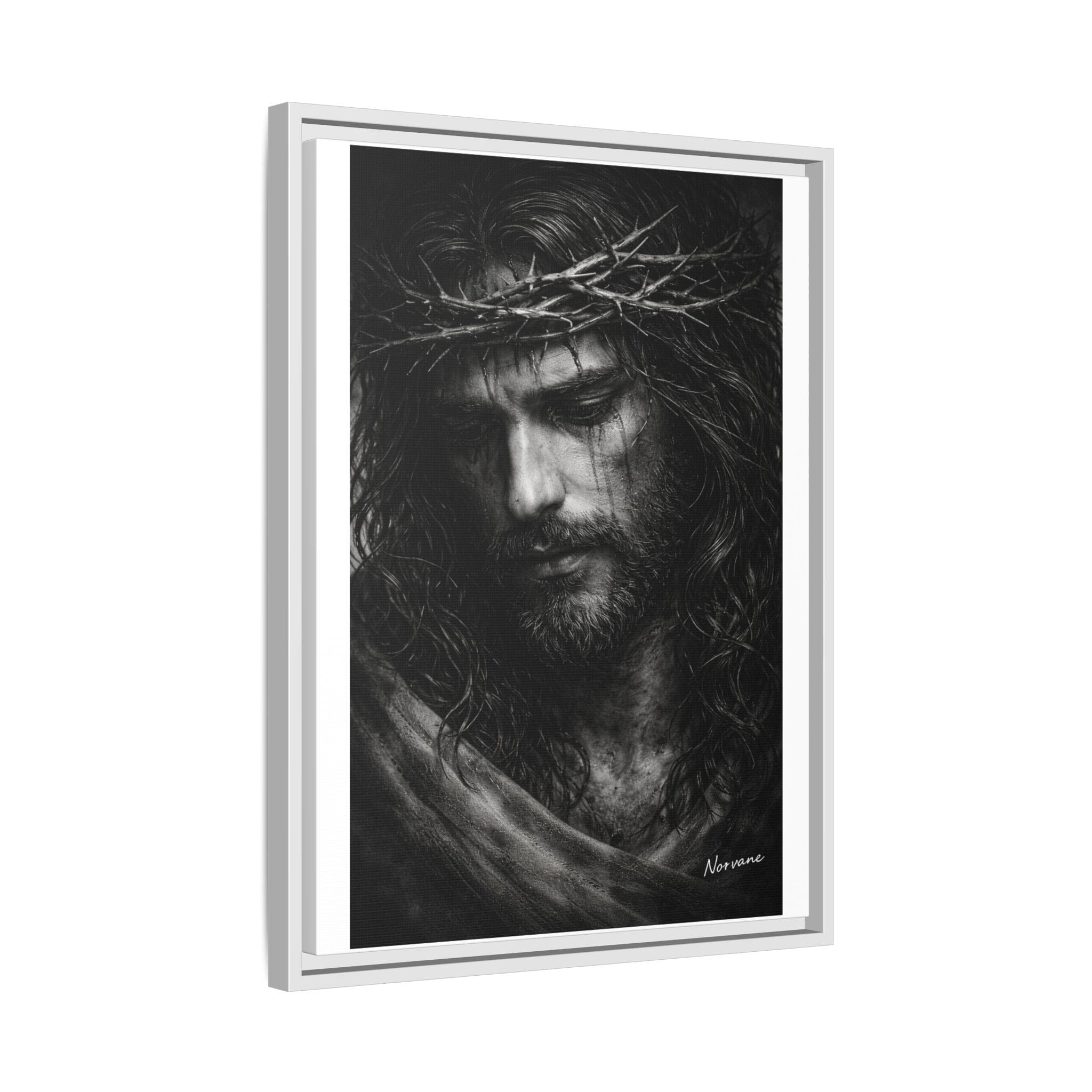 Norvane Crown of Sorrow Jesus Canvas Print – Black & White Christian Wall Art Canvas Printify 