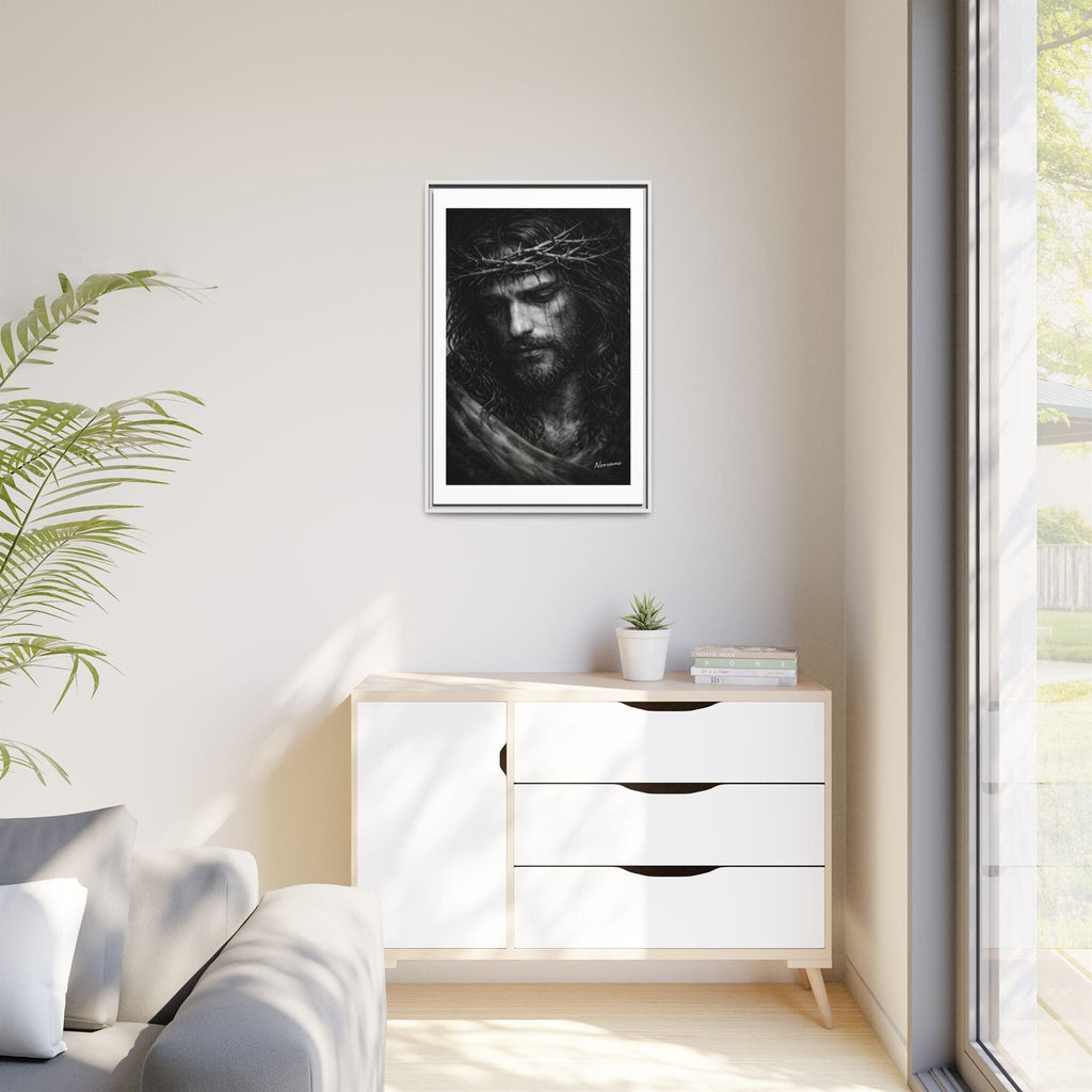 Norvane Crown of Sorrow Jesus Canvas Print – Black & White Christian Wall Art Canvas Printify 