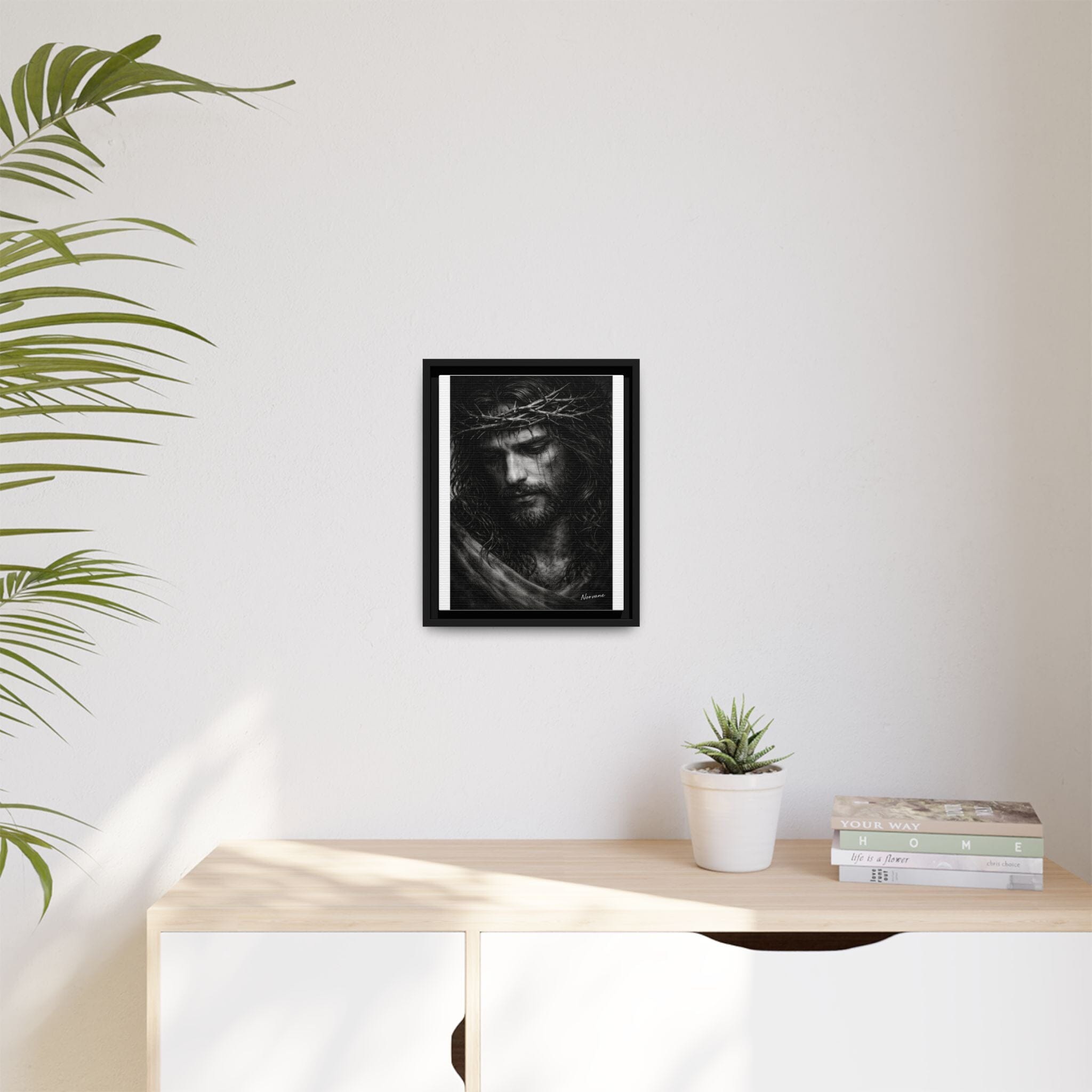 Norvane Crown of Sorrow Jesus Canvas Print – Black & White Christian Wall Art Canvas Printify 