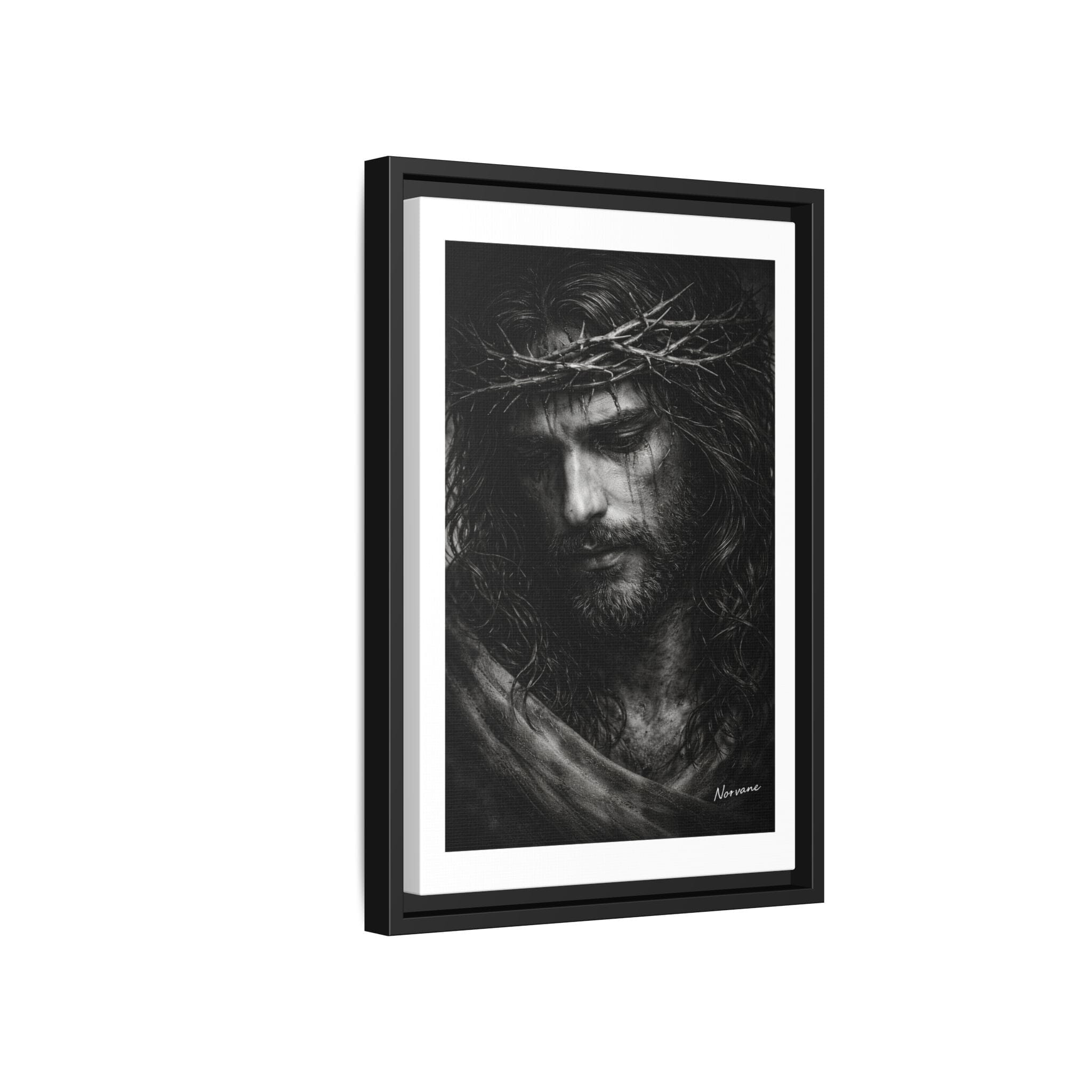 Norvane Crown of Sorrow Jesus Canvas Print – Black & White Christian Wall Art Canvas Printify 