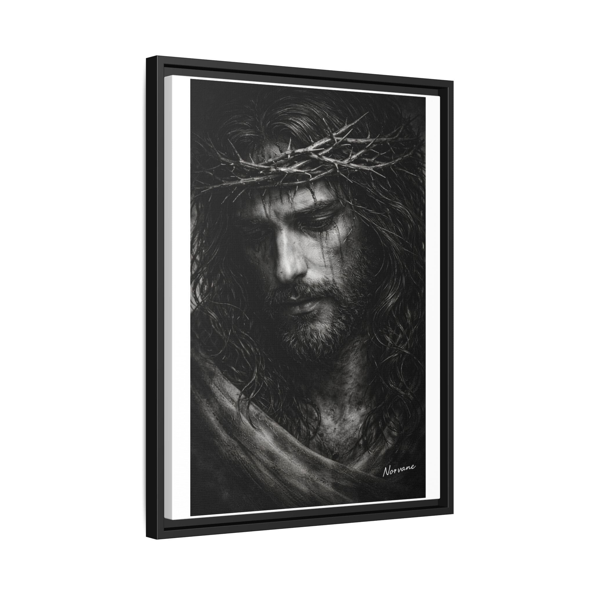 Norvane Crown of Sorrow Jesus Canvas Print – Black & White Christian Wall Art Canvas Printify 