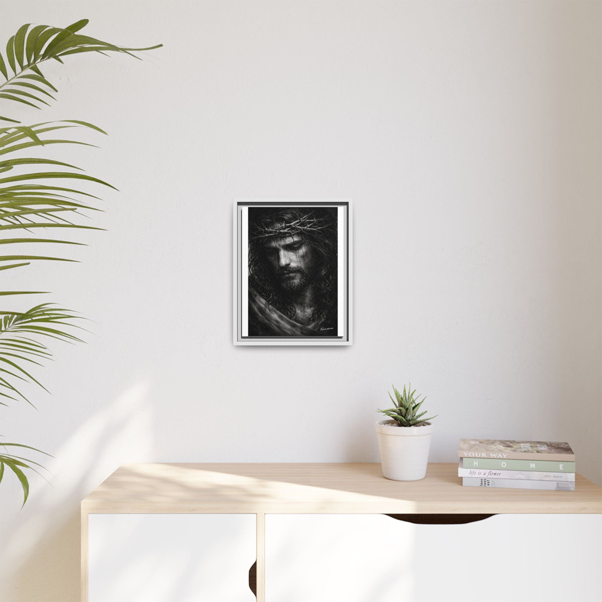 Norvane Crown of Sorrow Jesus Canvas Print – Black & White Christian Wall Art Canvas Printify 