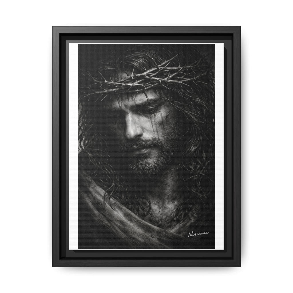 Norvane Crown of Sorrow Jesus Canvas Print – Black & White Christian Wall Art Canvas Printify 9" x 12" (Vertical) 1.25" Black