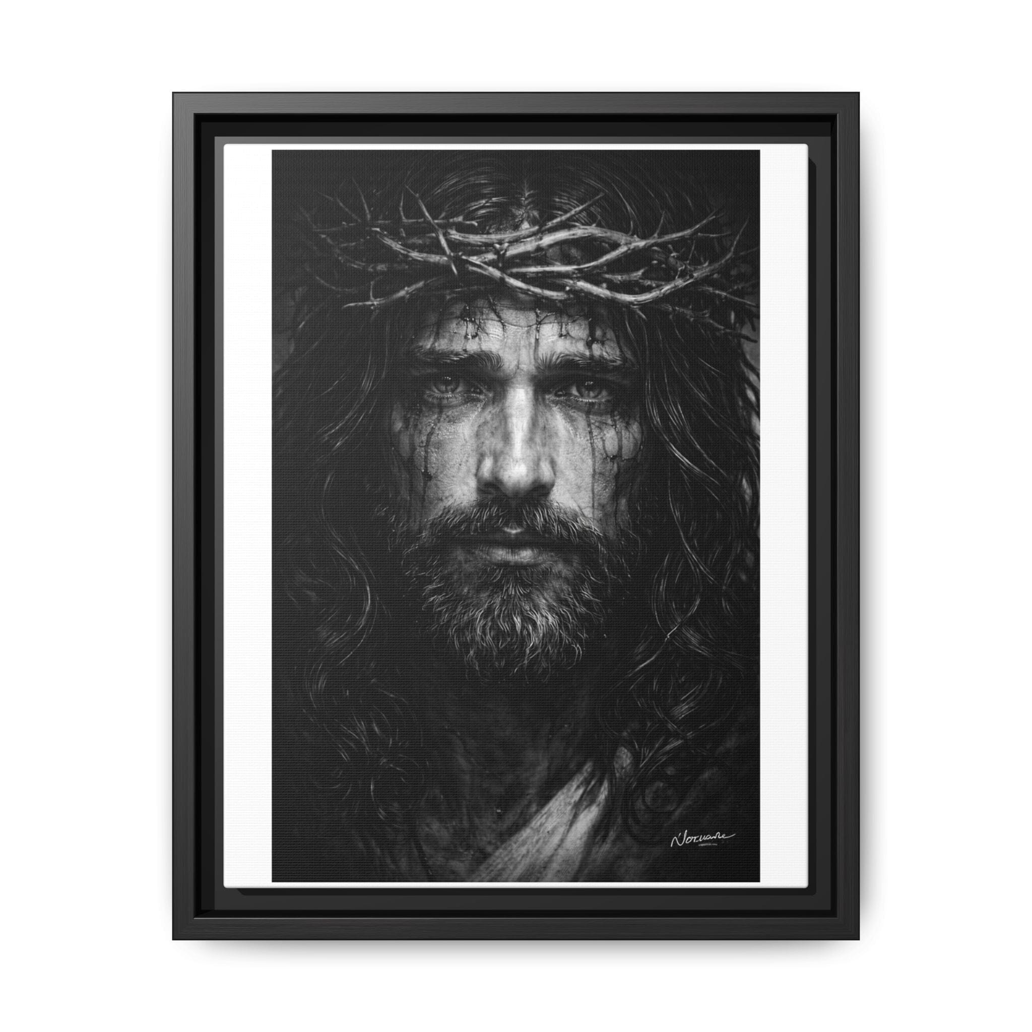 Norvane Jesus Crown of Thorns Canvas Print – Black & White Framed Wall Art Canvas Printify 11″ x 14″ (Vertical) 1.25" Black