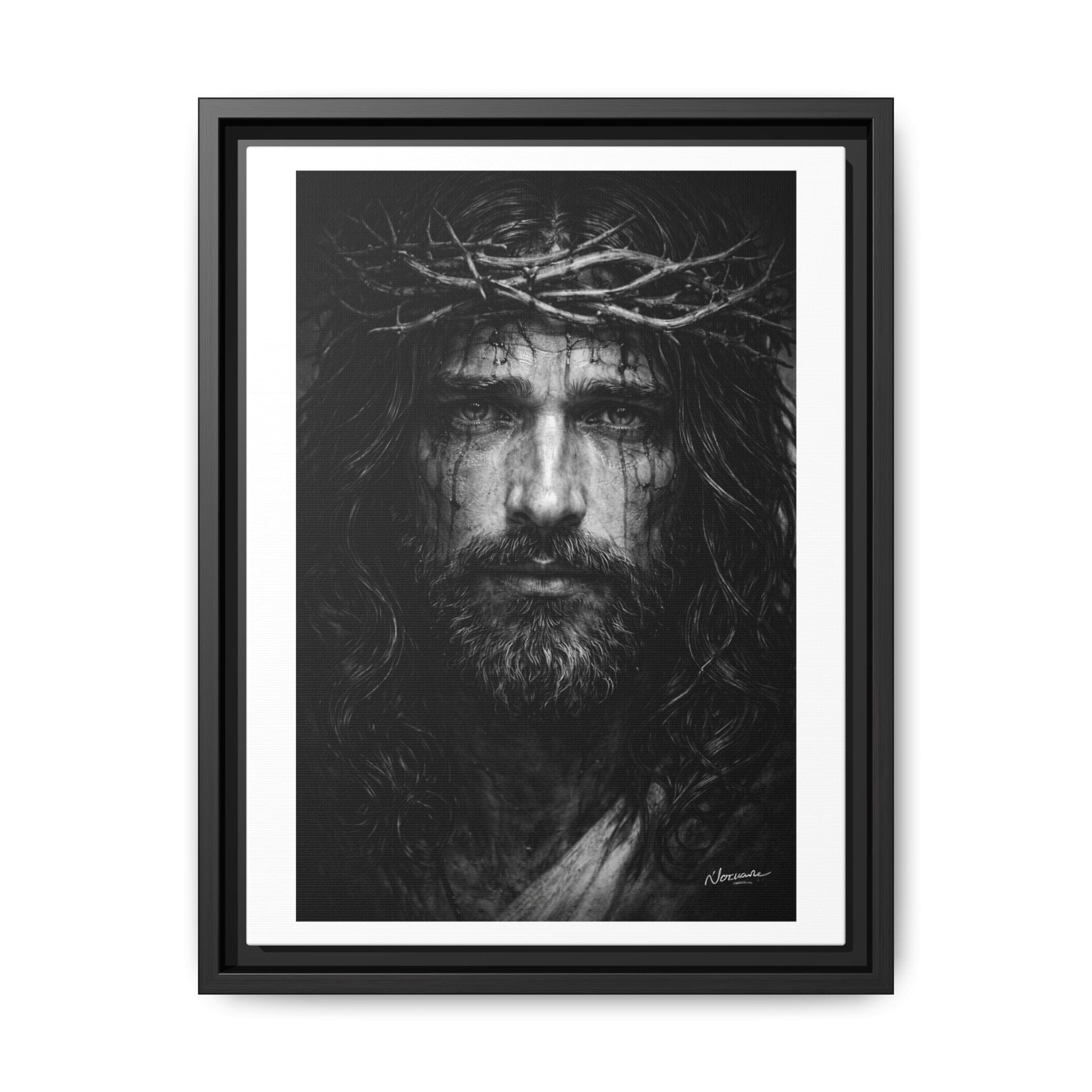 Norvane Jesus Crown of Thorns Canvas Print – Black & White Framed Wall Art Canvas Printify 12″ x 16″ (Vertical) 1.25" Black