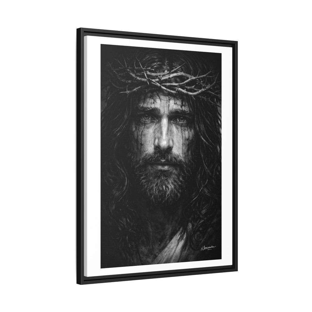 Norvane Jesus Crown of Thorns Canvas Print – Black & White Framed Wall Art Canvas Printify 