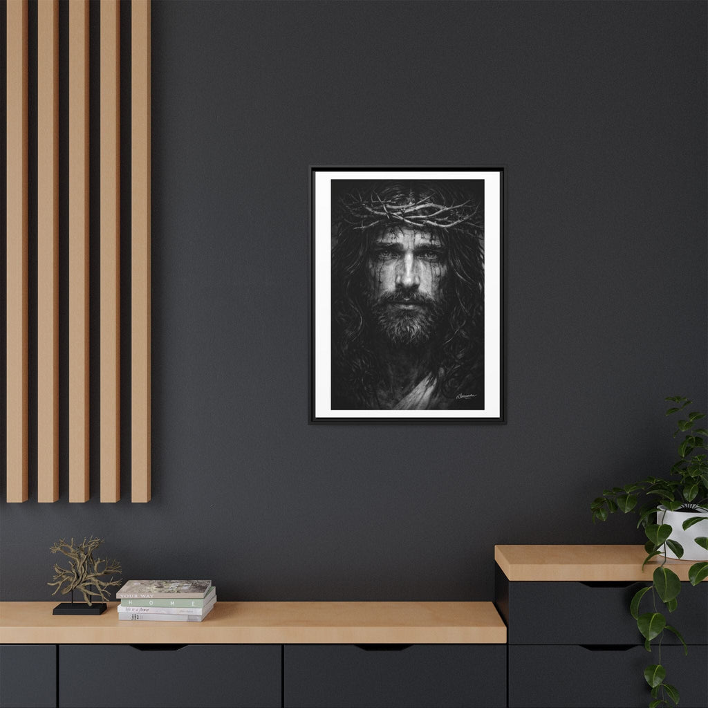 Norvane Jesus Crown of Thorns Canvas Print – Black & White Framed Wall Art Canvas Printify 