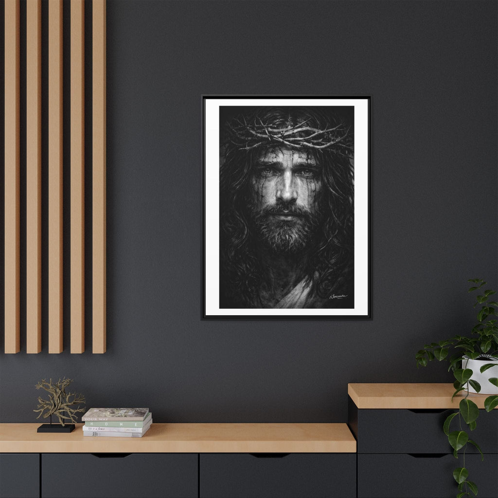 Norvane Jesus Crown of Thorns Canvas Print – Black & White Framed Wall Art Canvas Printify 