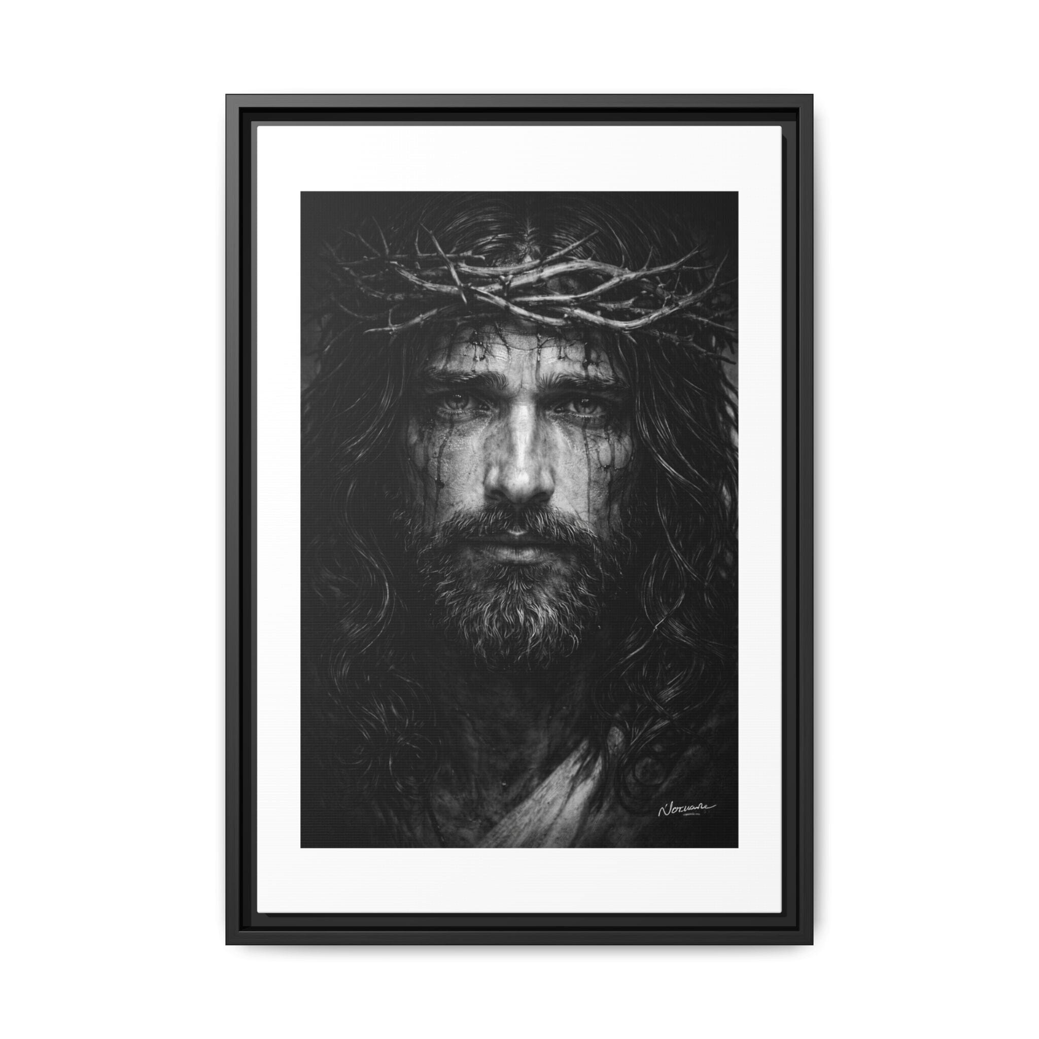 Norvane Jesus Crown of Thorns Canvas Print – Black & White Framed Wall Art Canvas Printify 16″ x 24″ (Vertical) 1.25" Black