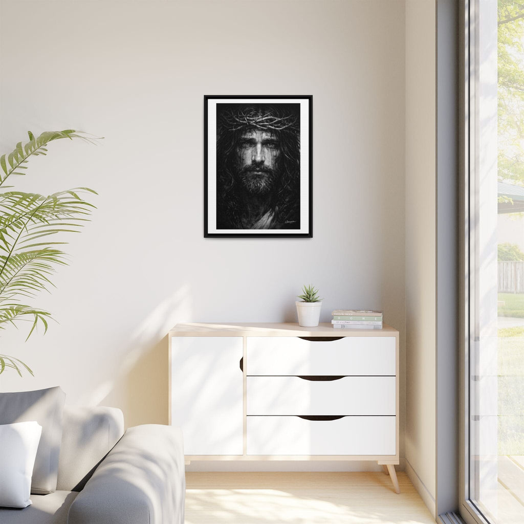 Norvane Jesus Crown of Thorns Canvas Print – Black & White Framed Wall Art Canvas Printify 