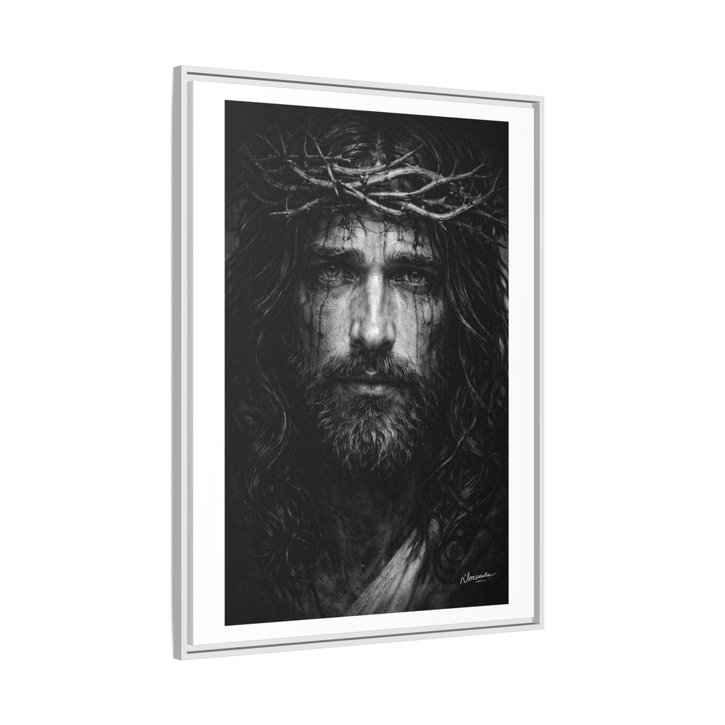 Norvane Jesus Crown of Thorns Canvas Print – Black & White Framed Wall Art Canvas Printify 