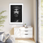 Norvane Jesus Crown of Thorns Canvas Print – Black & White Framed Wall Art Canvas Printify 