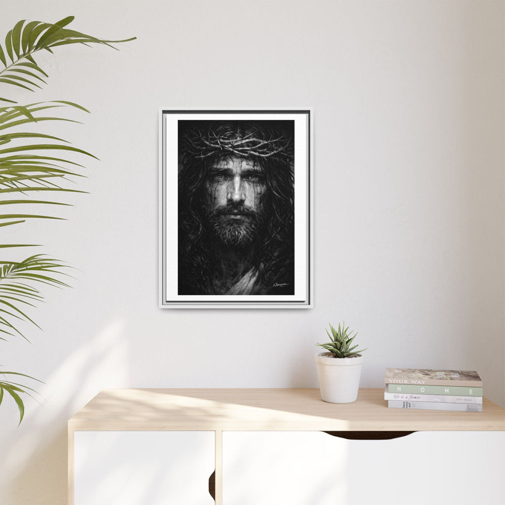 Norvane Jesus Crown of Thorns Canvas Print – Black & White Framed Wall Art Canvas Printify 