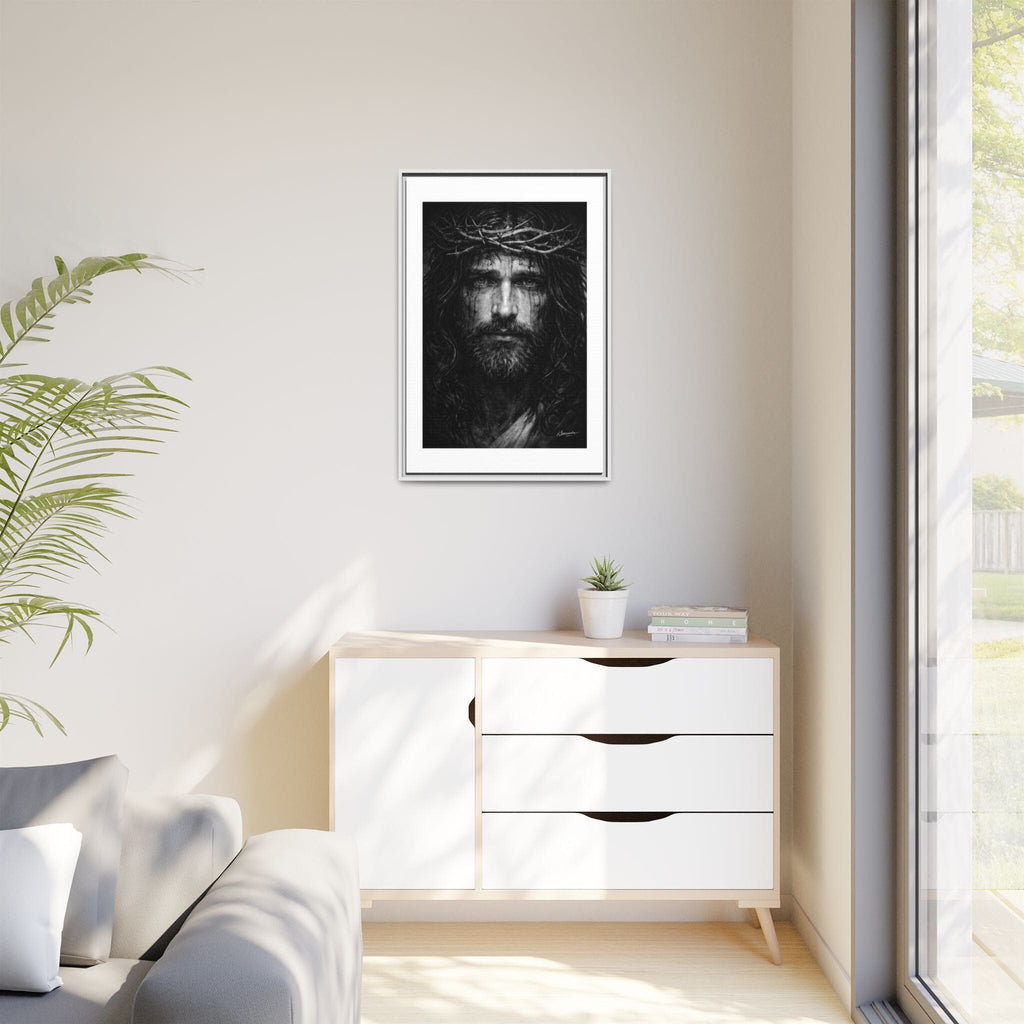 Norvane Jesus Crown of Thorns Canvas Print – Black & White Framed Wall Art Canvas Printify 