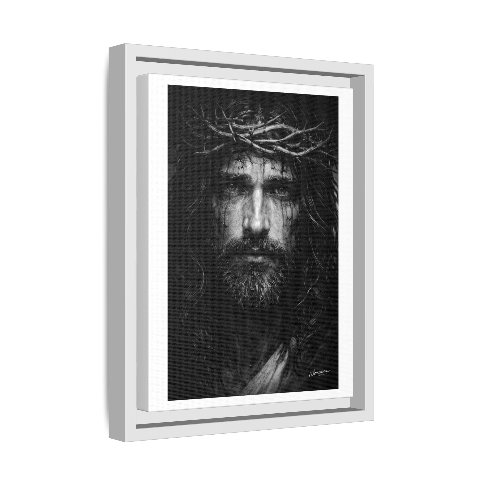 Norvane Jesus Crown of Thorns Canvas Print – Black & White Framed Wall Art Canvas Printify 