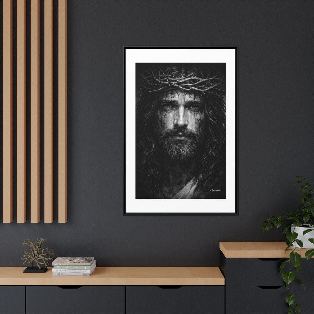 Norvane Jesus Crown of Thorns Canvas Print – Black & White Framed Wall Art Canvas Printify 