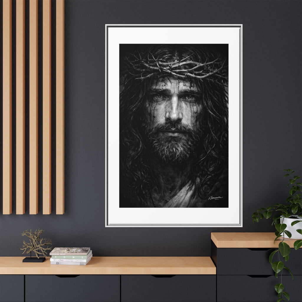Norvane Jesus Crown of Thorns Canvas Print – Black & White Framed Wall Art Canvas Printify 