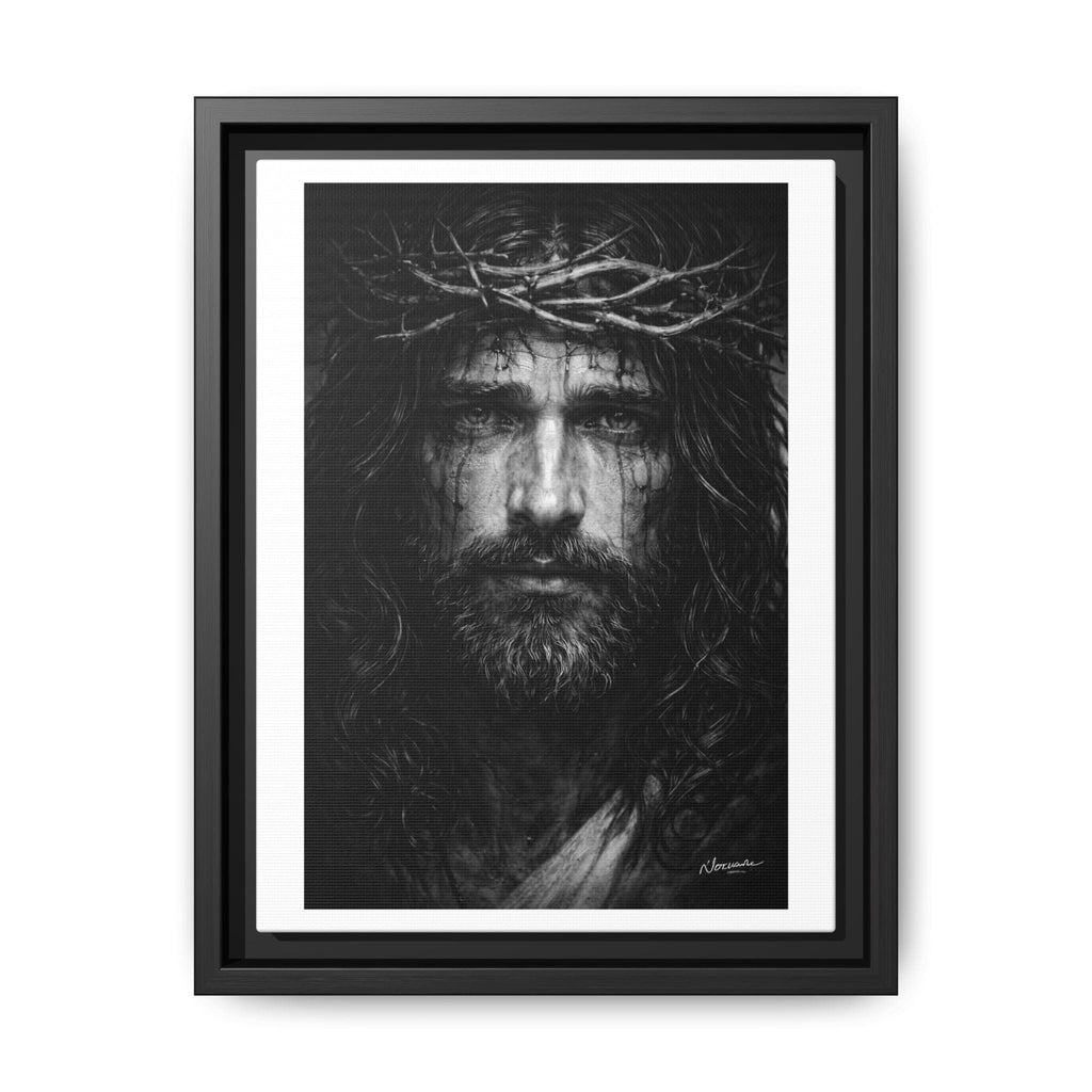 Norvane Jesus Crown of Thorns Canvas Print – Black & White Framed Wall Art Canvas Printify 9" x 12" (Vertical) 1.25" Black