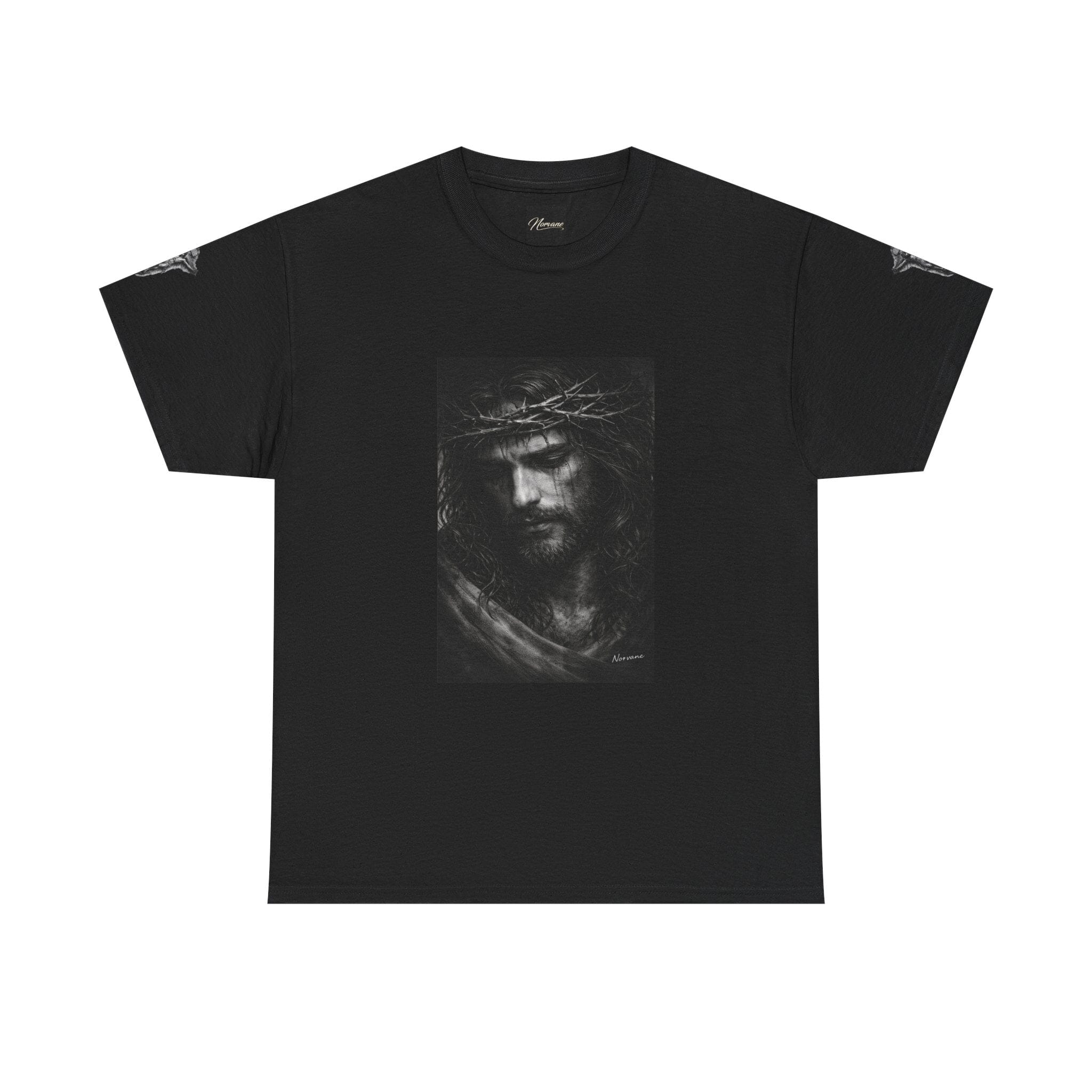 Norvane Jesus Portrait T-Shirt – Crown of Thorns Graphic Tee T-Shirt Printify Black S 