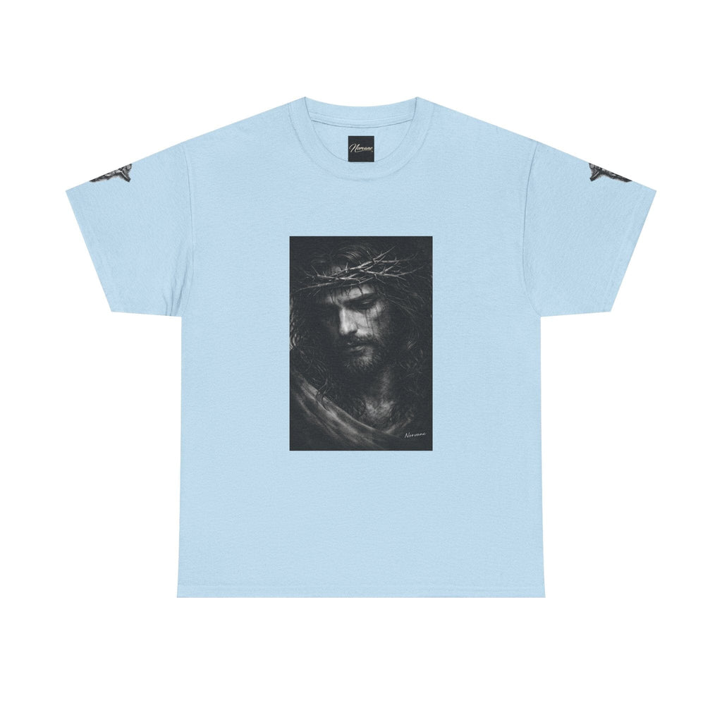 Norvane Jesus Portrait T-Shirt – Crown of Thorns Graphic Tee T-Shirt Printify Light Blue S 