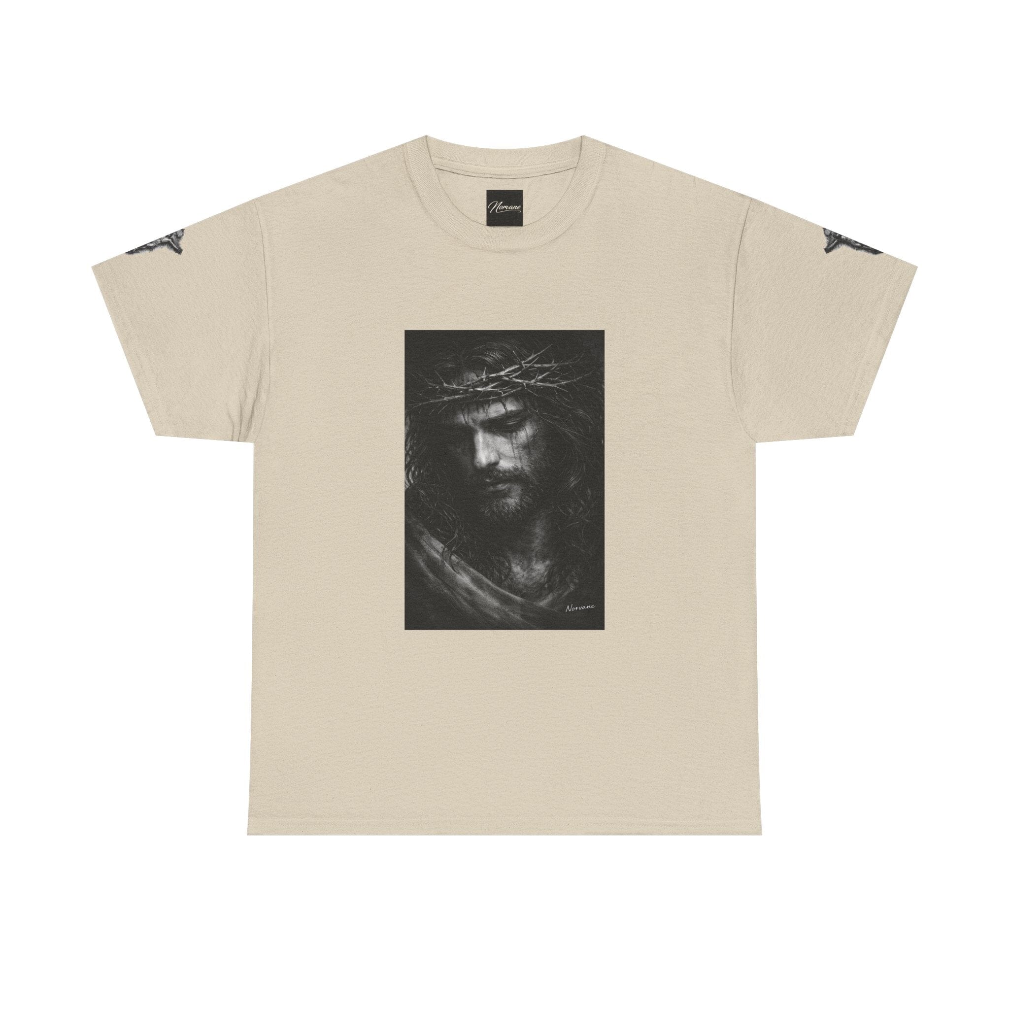 Norvane Jesus Portrait T-Shirt – Crown of Thorns Graphic Tee T-Shirt Printify Sand S 