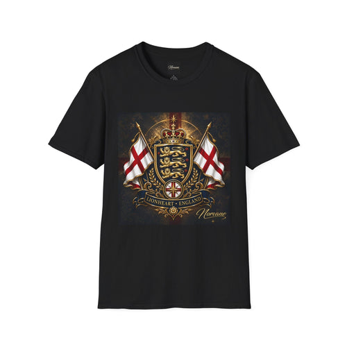 Norvane Lionheart England T-Shirt – Three Lions St George’s Cross Crest T-Shirt Printify Black S 
