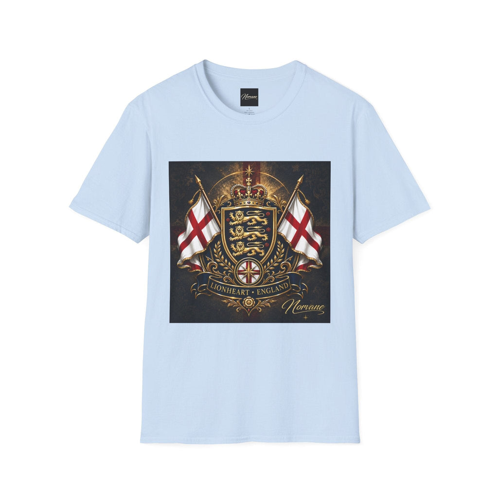 Norvane Lionheart England T-Shirt – Three Lions St George’s Cross Crest T-Shirt Printify Light Blue S 