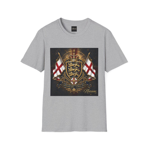 Norvane Lionheart England T-Shirt – Three Lions St George’s Cross Crest T-Shirt Printify Sport Grey S 