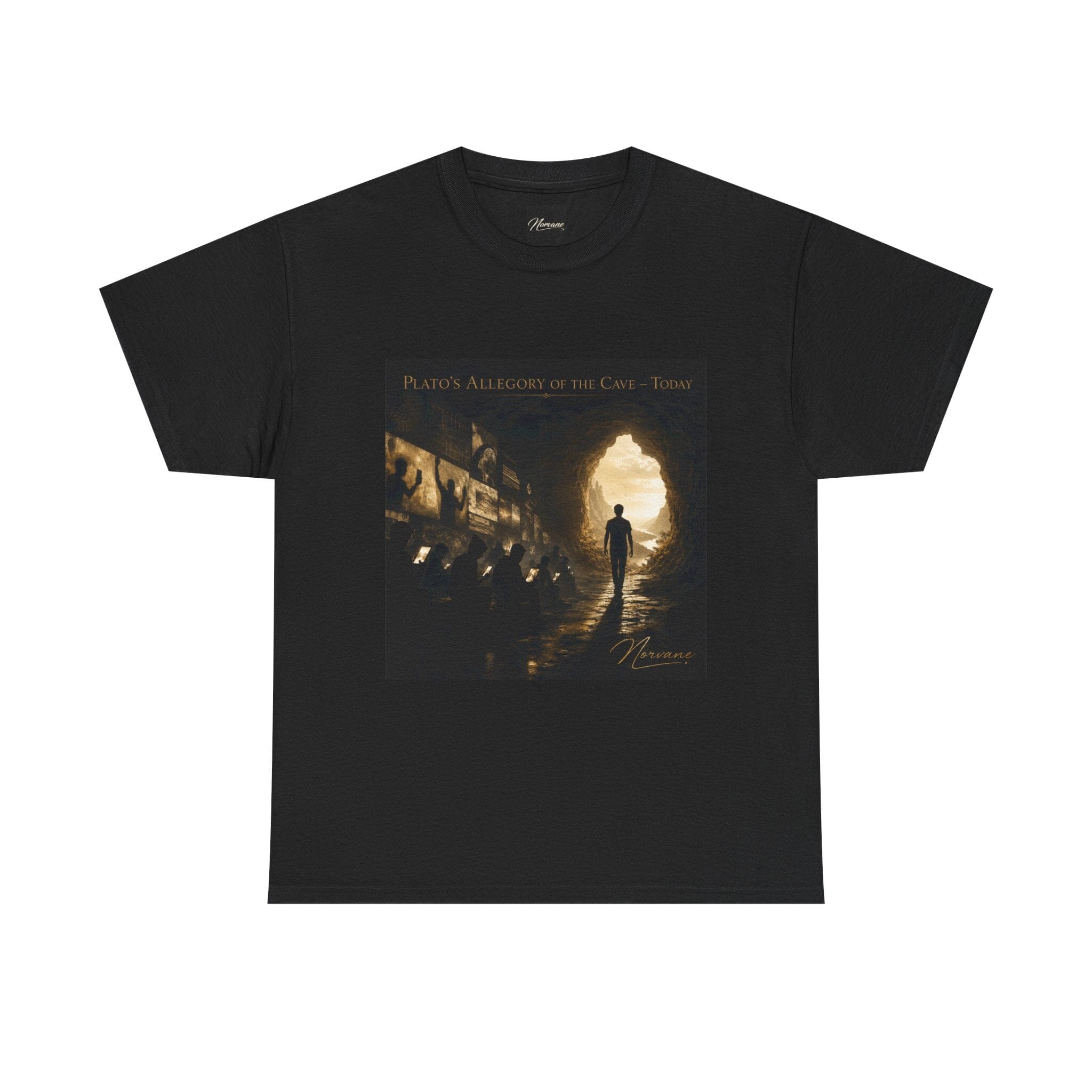 Norvane Plato’s Allegory of the Cave T-Shirt – Modern Philosophy Graphic Tee T-Shirt Printify Black S 