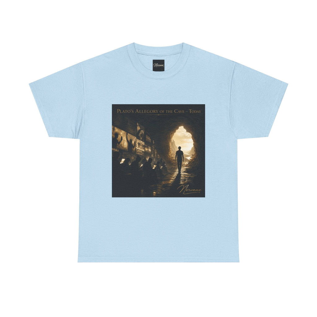 Norvane Plato’s Allegory of the Cave T-Shirt – Modern Philosophy Graphic Tee T-Shirt Printify Light Blue S 