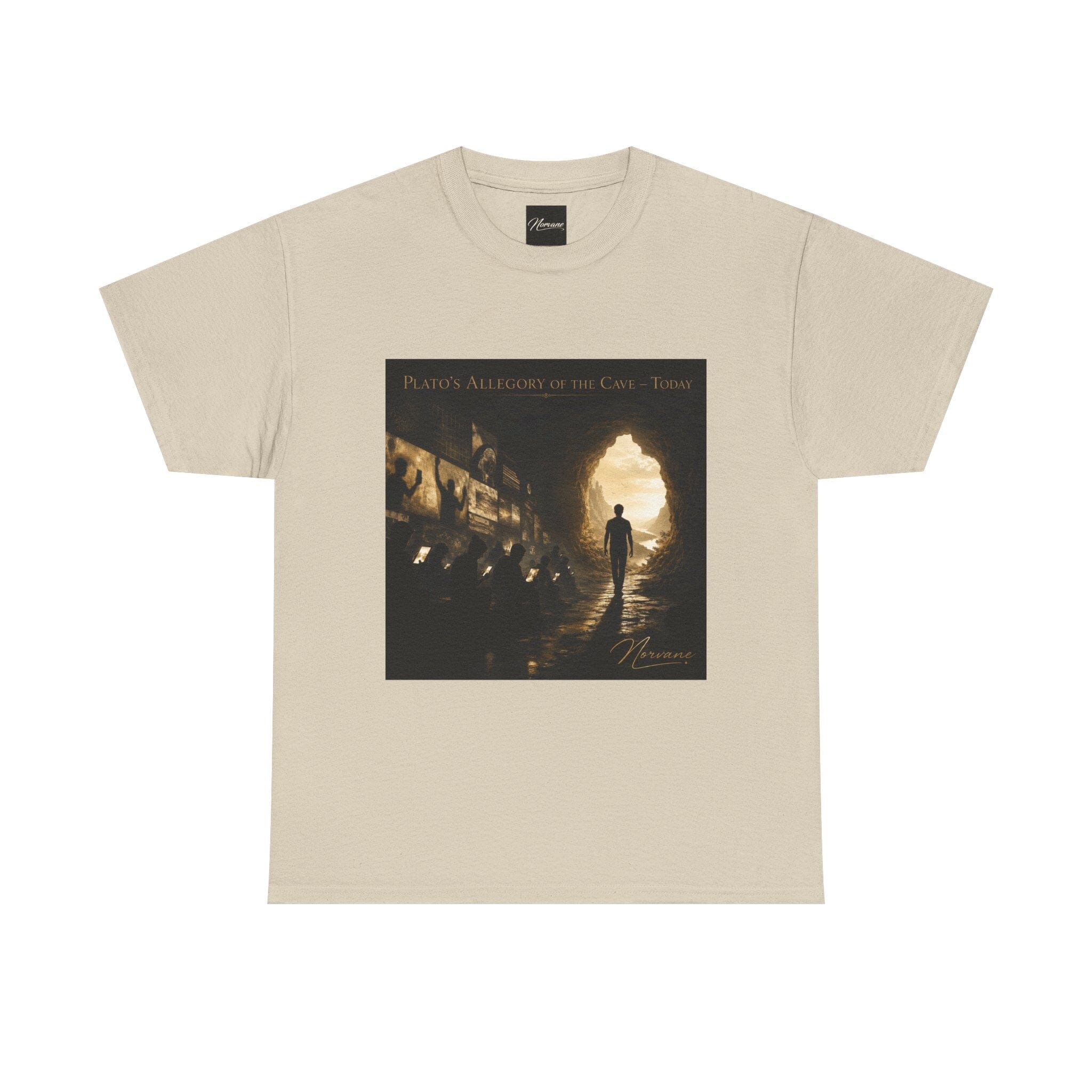 Norvane Plato’s Allegory of the Cave T-Shirt – Modern Philosophy Graphic Tee T-Shirt Printify Sand S 