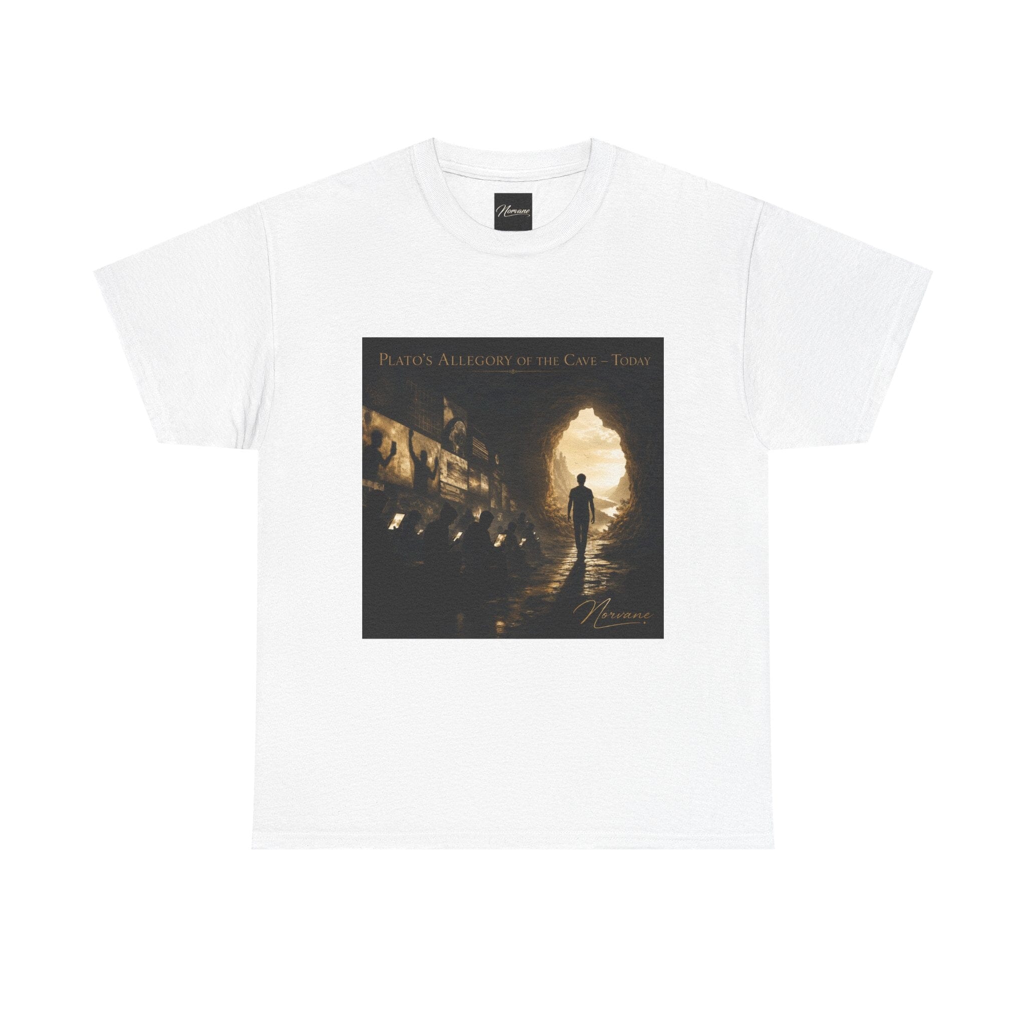Norvane Plato’s Allegory of the Cave T-Shirt – Modern Philosophy Graphic Tee T-Shirt Printify White S 