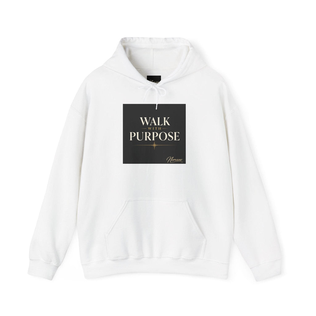 Norvane Walk With Purpose Hoodie – Inspirational Quote Pullover Hoodie Printify S White 
